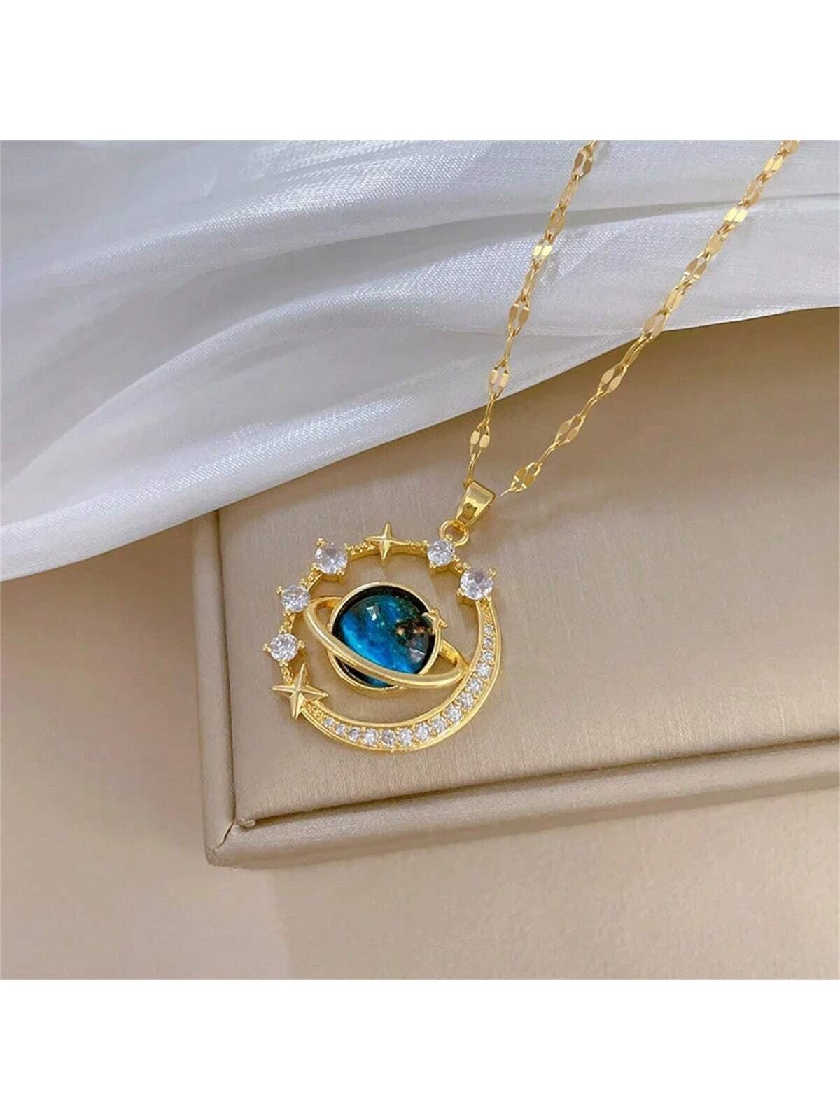 Twinkling Blue Starry Sky Zircon Pendant - Image 4