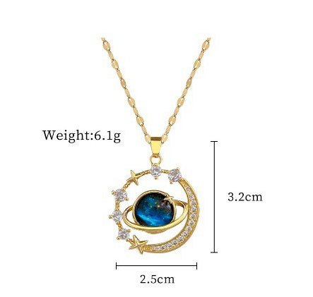 Twinkling Blue Starry Sky Zircon Pendant - Image 3