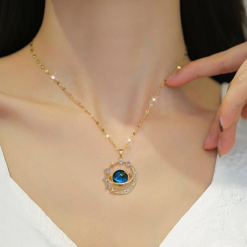 Twinkling Blue Starry Sky Zircon Pendant - Image 2
